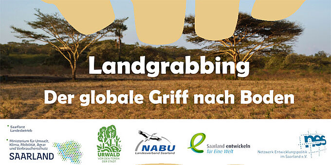 Steppenlandschaft mit Logos der Veranstalter